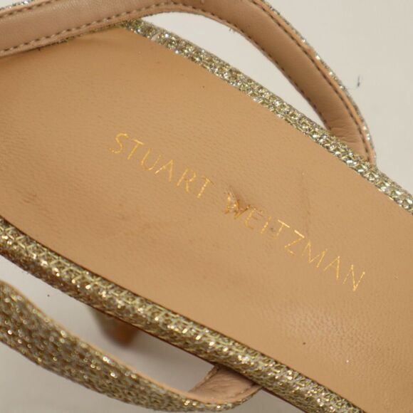 🔥Stuart Weitzman Starla 80 Strappy Stiletto Pumps, Gold Glitter 6US MSRP$425🔥 - Picture 9 of 9